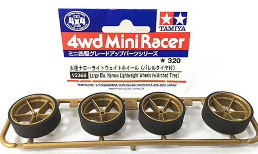 Parts Tamiya Tamiya - Large Diameter Narrow Lightweight Wheels W/Arched Tires