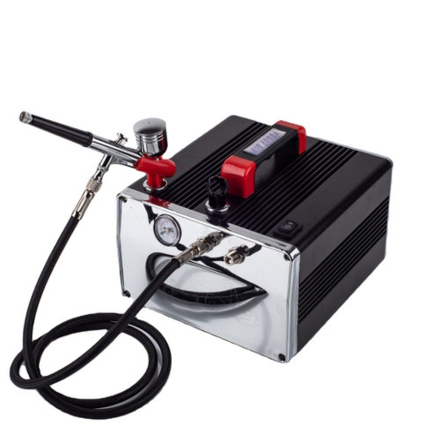 Paint Brushes, Airbrushes & Compressors | Accessories HaoSheng Hs Hs317-Dck Portable Mini Air Compressor Kit With Airbrush