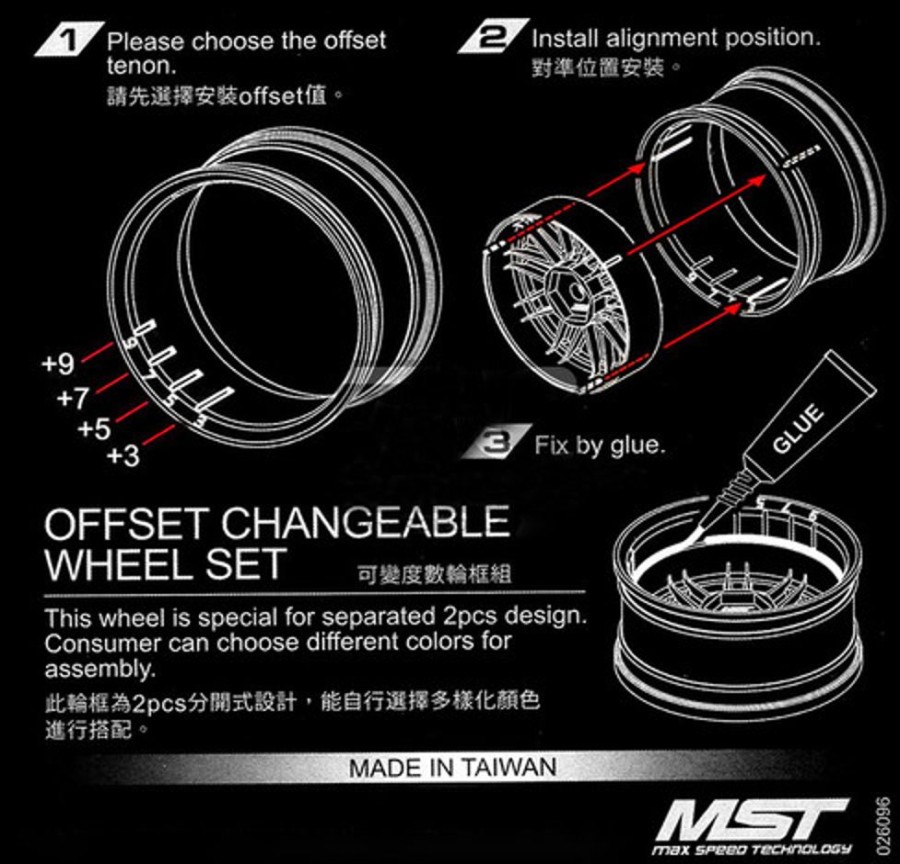 Rim & Tyre | Parts MST Mst S-S 21 Offset Changeable Wheel Set (4)