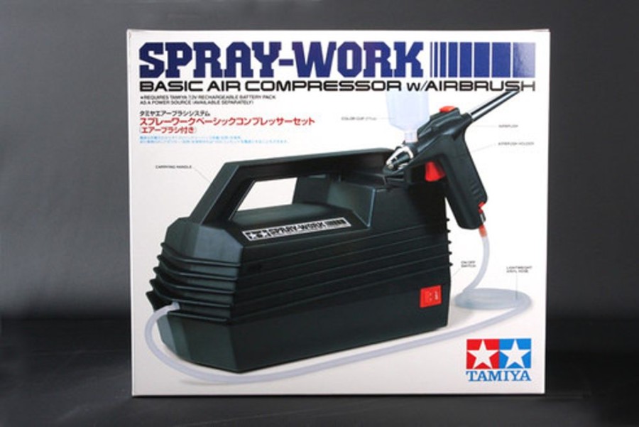 Craft Tools | Accessories Tamiya Tamiya Spray Work Basic Compressor 240V W/Airbrush & Nz Ac Adaptor [74520D]