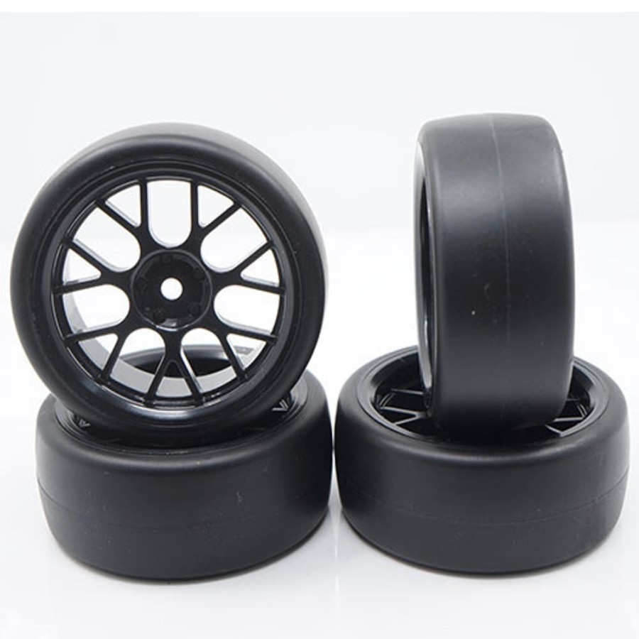 Drift Car Parts | Parts Yeah Racing Yeah Racing - Spec D Cs Wheel Offset +3 Black W/Tire 4Pcs For 1/10 Drift