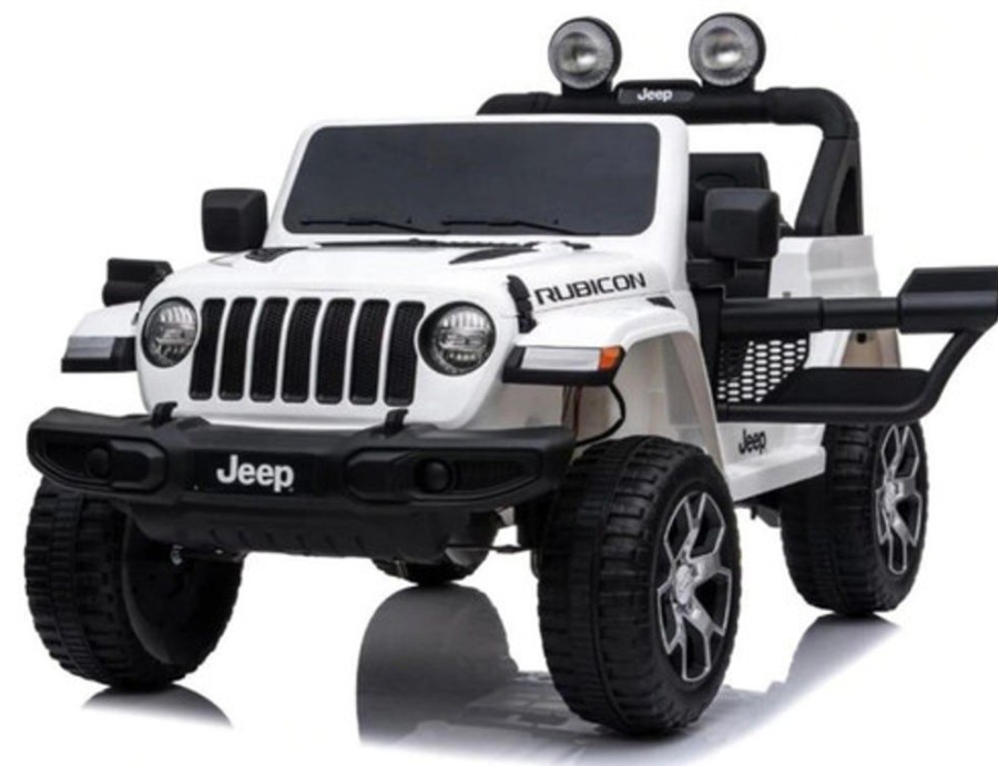 Ride On Softsunshine Latest Jeep Licence Wrangler Rubicon 4X4 Ride On Toy (White) 4 Motors Version (Displayed Item, Pick Up Only)