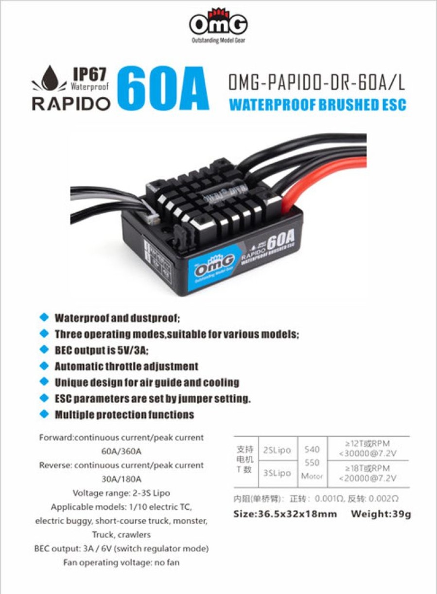 Surface | Electronics OMG Omg-Rapido-Dr-60A/L Waterproof Brushed Esc