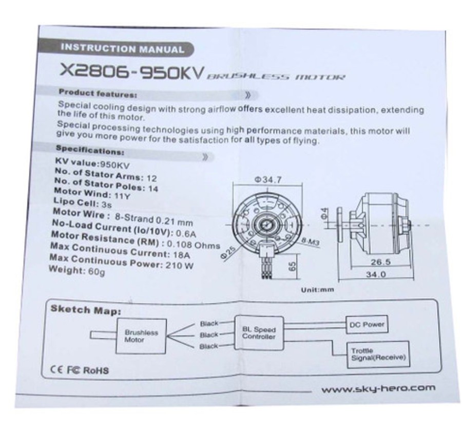 Air | Electronics Sky-Hero Skyhero 2806-950Kv Brushless Motor