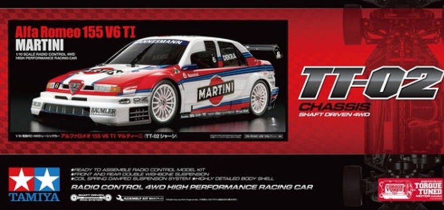 Cars/Tanks Tamiya Tamiya 1/10 Alfa Romeo 155 V6 Ti Martini Tt-02 (Esc Included) [58606]