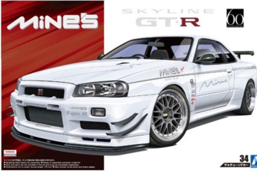 Cars | Model & Die-Cast Aoshima Aoshima - 1/24 The Tuned Car No.34 Nissan Mine'S Bnr34 Skyline Gt-R '02