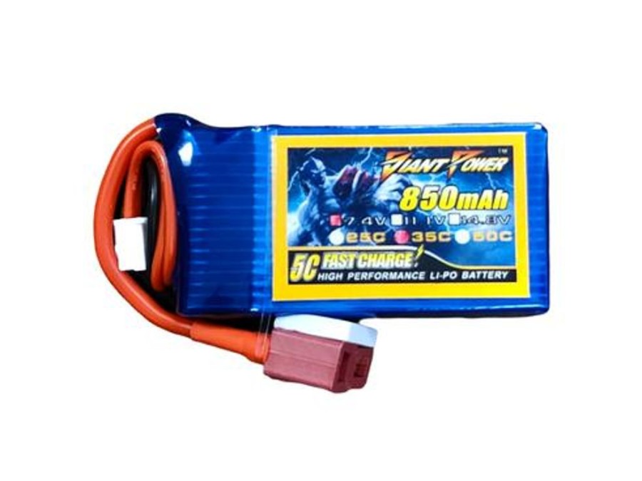 Lithium Polymer Batteries | Batt/Charger Giant Power Gaint Power Lipo 850Mah 7.4V 35C Deans Plug ( For Xlh Q903,Q902,Q901)