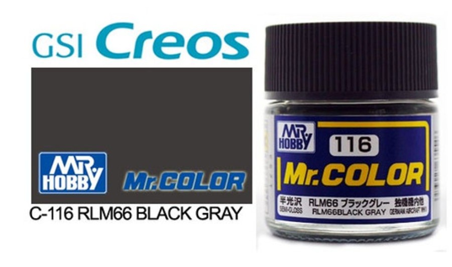 Mr. Hobby Paint | Accessories Mr Hobby Gunze - C116 Mr Color Semi Gloss Rlm66 Black Grey