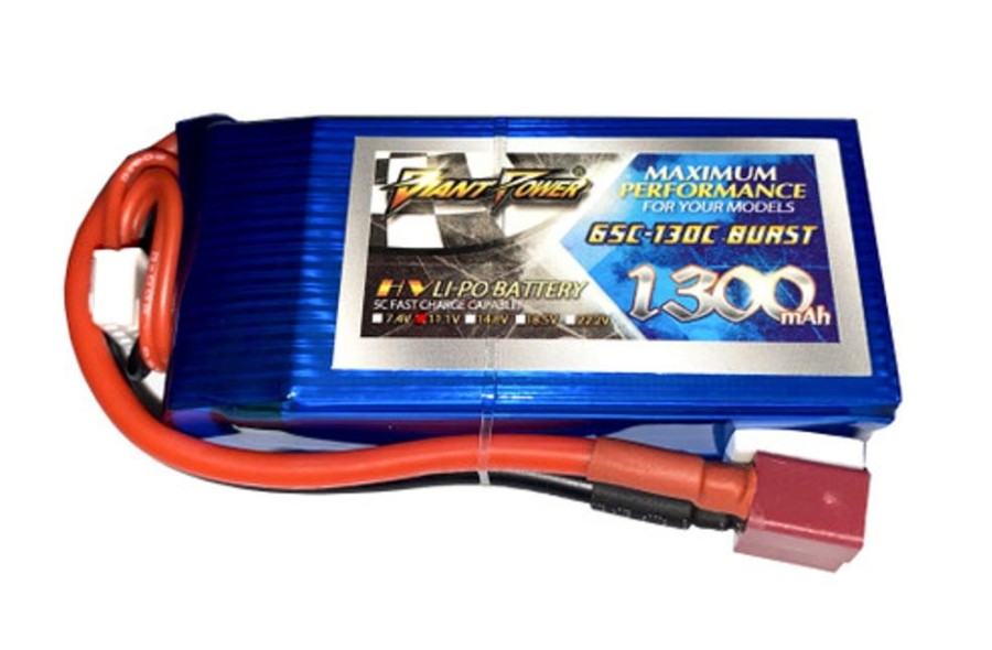 Lithium Polymer Batteries | Batt/Charger Giant Power Giant Power 3S 11.1V 1300Mah 65C Li-Po W/ T-Plug