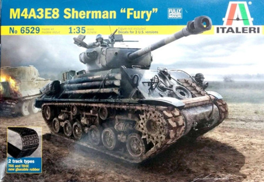 Military | Model & Die-Cast Italeri Italeri - 1/35 M4A3E8 Sherman "Fury" Plastic Model Kit [1-6529]