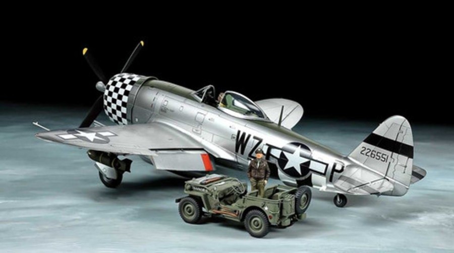 Aircraft | Model & Die-Cast Tamiya Tamiya 1/48 P-47D Thunderbolt "Bubbletop" & 1/4-Ton 4X4 Light Vehicle Set [25214]