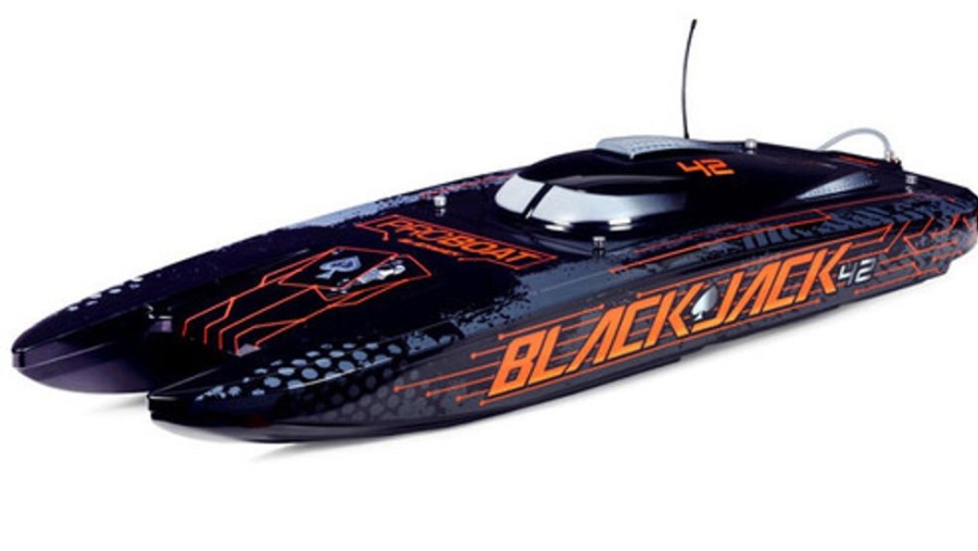 Boats ProBoat Blackjack 42-Inch Brushless 8S Catamaran, Black/Oranage:Rtr 55+ Mph By Pro Boat