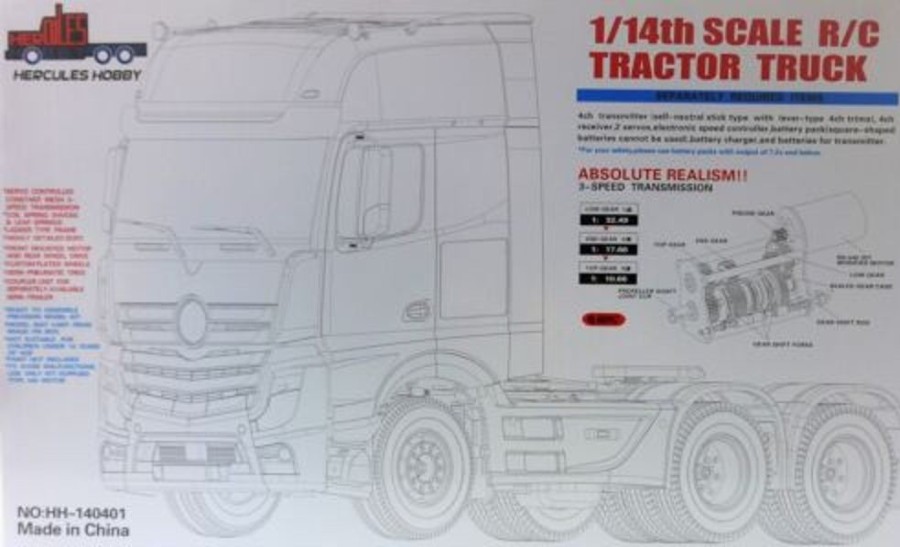 Trucks & Trailers | Cars/Tanks Hercules Hobby Hercules Hobby 1/14 3 Axle Tractor Truck Grey Kit Hh-140401