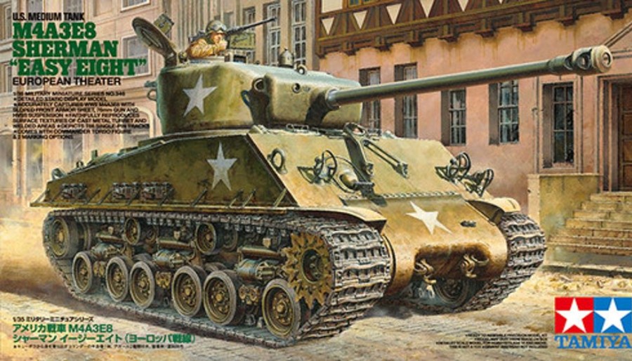 Military | Model & Die-Cast Tamiya Tamiya - 1/35 U.S. Medium Tank M4A3E8 Sherman "Easy Eight" European Theater Plastic Model Kit [35346]