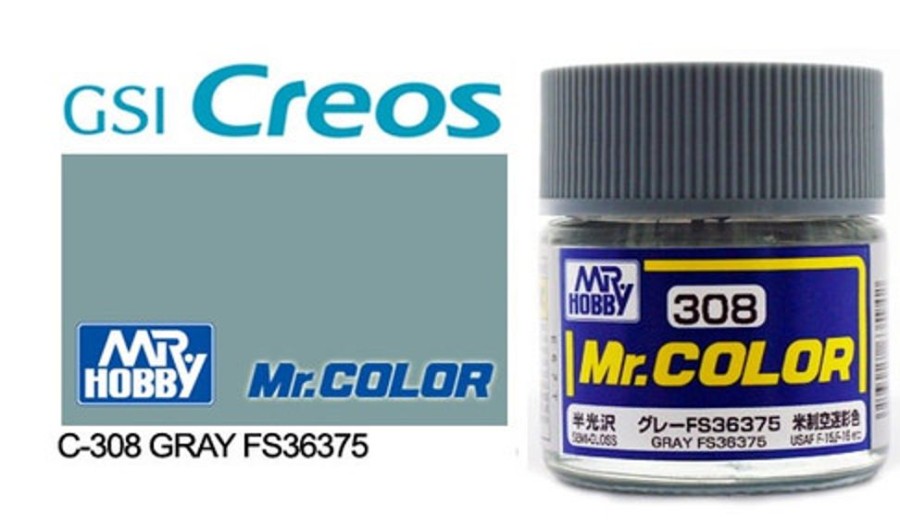 Mr. Hobby Paint | Accessories Mr Hobby Gunze - C308 Mr Color Semi Gloss Grey Fs36375