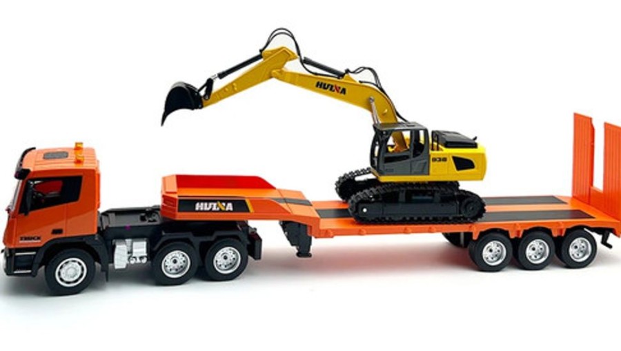 Cars/Tanks Huina Huina 1319 1/24 9Ch Rc Truck And Trailer W/6Ch Rc Excavator *Combo Set