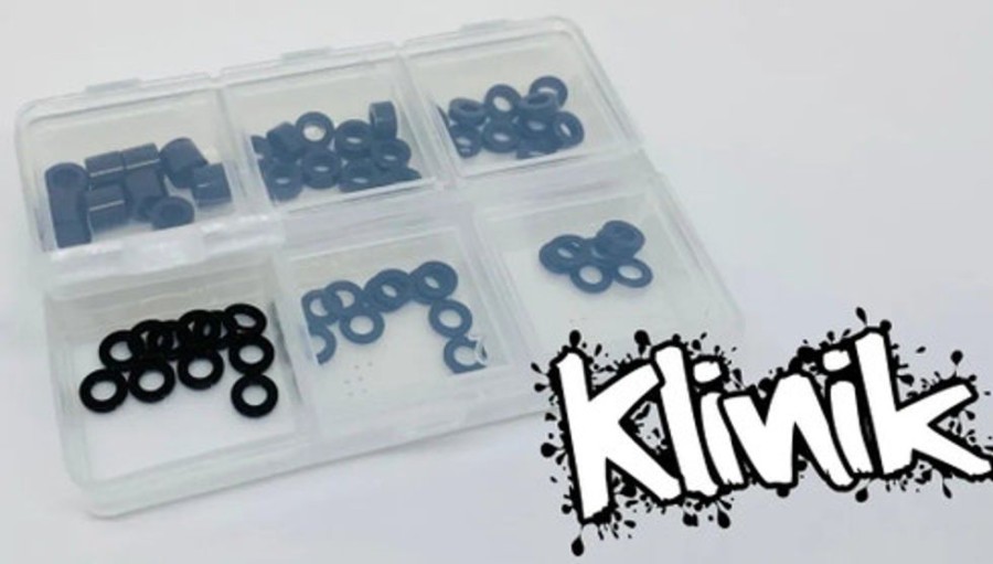 Accessories Klinik RC Klinik Rc Aluminum 3Mm Ball Stud Washer Sets 10 Each 0.5, 0.75, 1, 2, 3, 5Mm (60 Total) With Storage Box