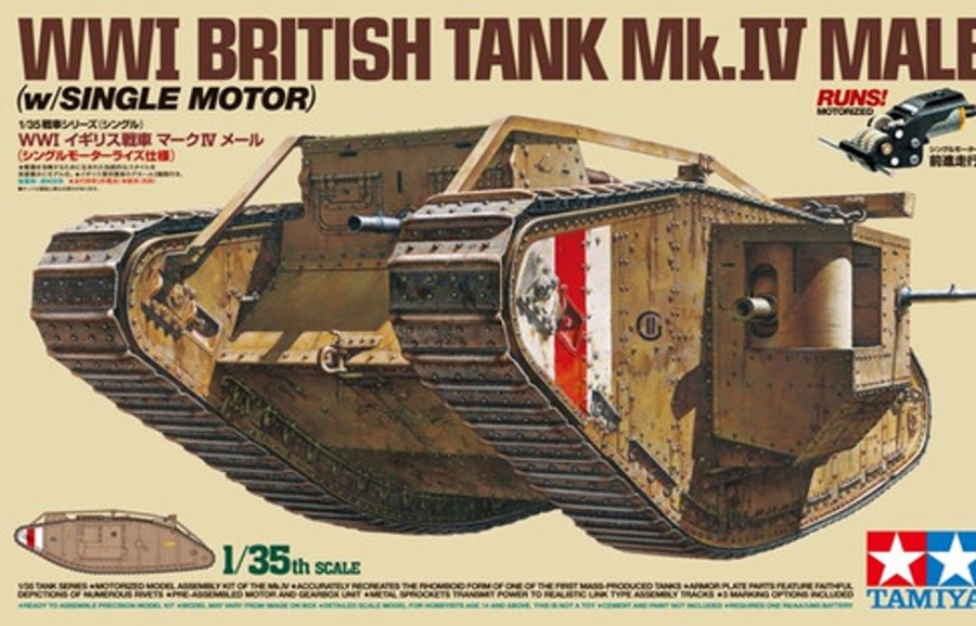 Military | Model & Die-Cast Tamiya Tamiya - 1/35 British Tank Mark Iv Male (With Single Motor) Motorized Tank W/Wwi British Infantry Set [30057]