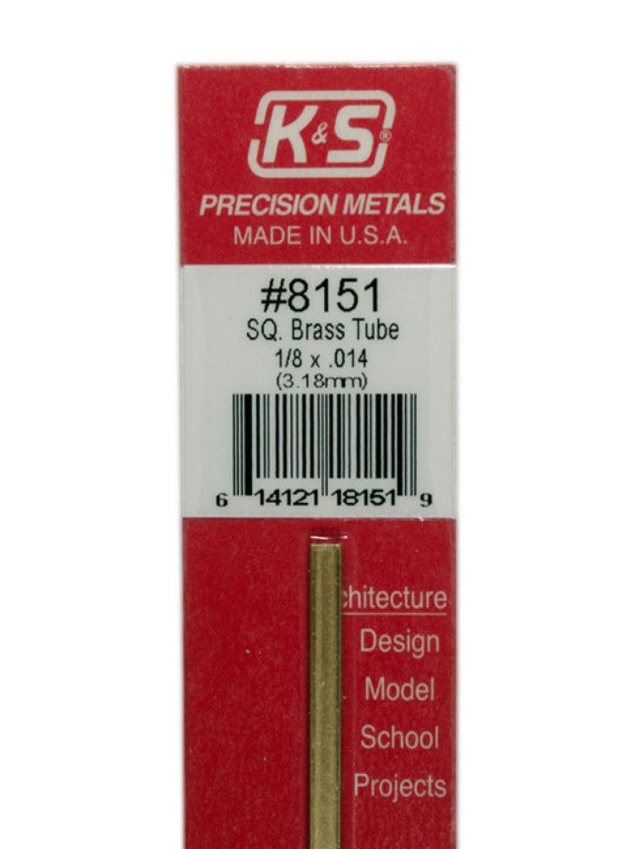 Brass | Accessories K&S K&S Brass Square Tube 1/8" X 12" #8151