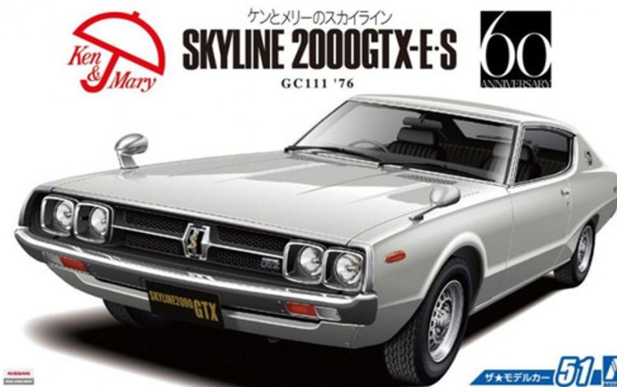 Cars | Model & Die-Cast Aoshima Aoshima - 1/24 The Model Car No.51 Nissan Gc111 Skyline Ht2000Gtx-E-S '76