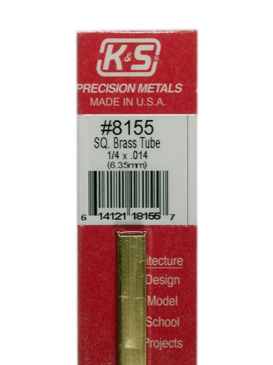 Brass | Accessories K&S K&S Brass Square Tube 1/4" X 12" #8155