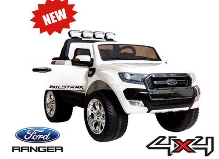 Ride On Softsunshine Ford Ranger Ride On Car, 4 Wheel Drive And Rubber Tyres_ Huge Size (White)