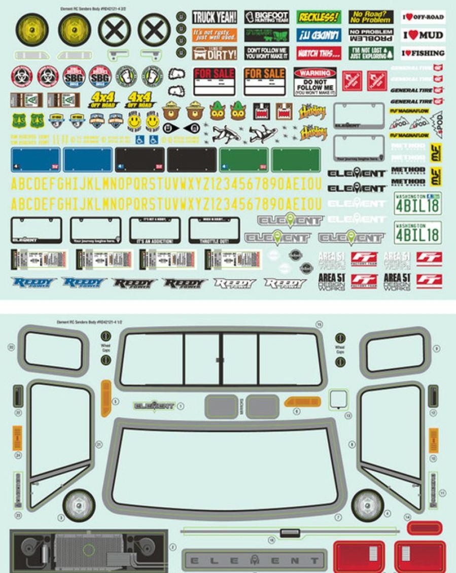 Rc Car Shell & Accessories | Parts Element RC Element Rc Sendero Body Decal Sheet