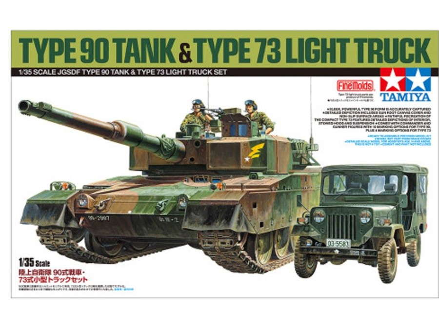 Military | Model & Die-Cast Tamiya Tamiya - 1/35 Jgsdf Type 90 Tank & Type 73 Light Truck Plastic Model Kit Set [25186]