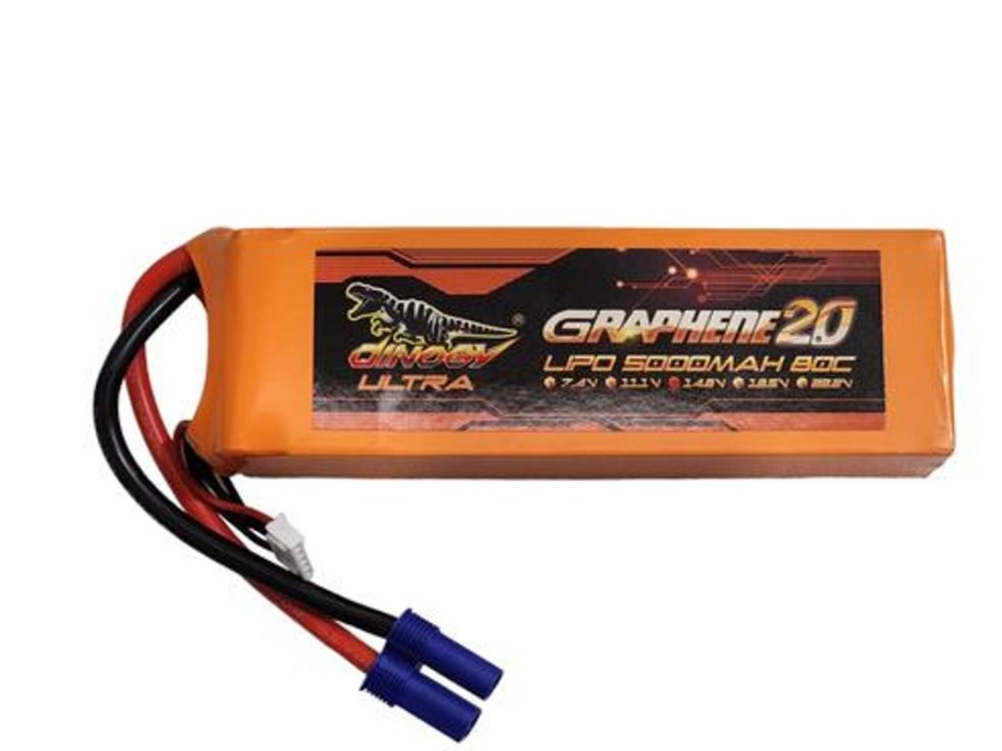 Lithium Polymer Batteries | Batt/Charger Dinogy Dinogy Ultra Graphene 2.0 4S 14.8V 5000Mah 80C Li-Po W/Ec5 Plug