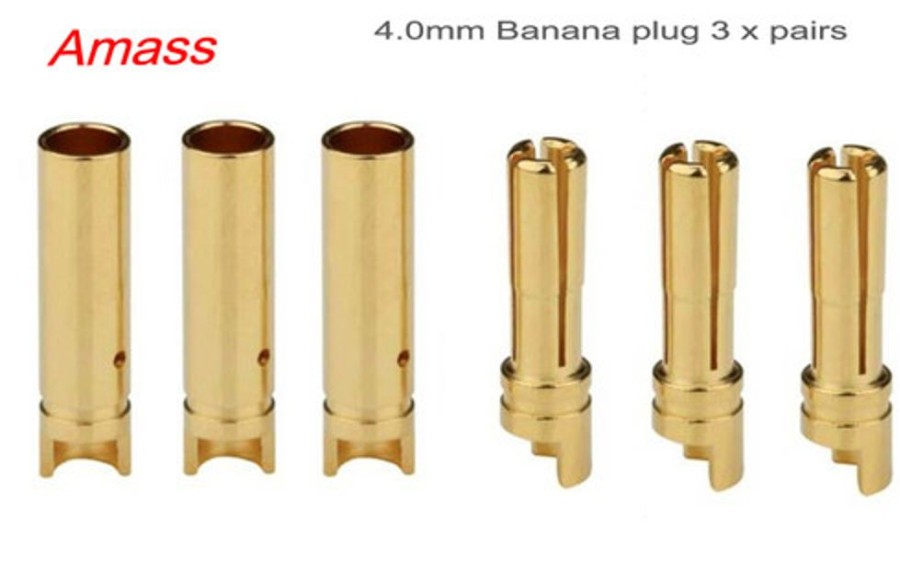 Plugs & Adapter | Accessories Amass Amass 4Mm Banana Gold Plated Connectors (Male + Female) 3 Pairs