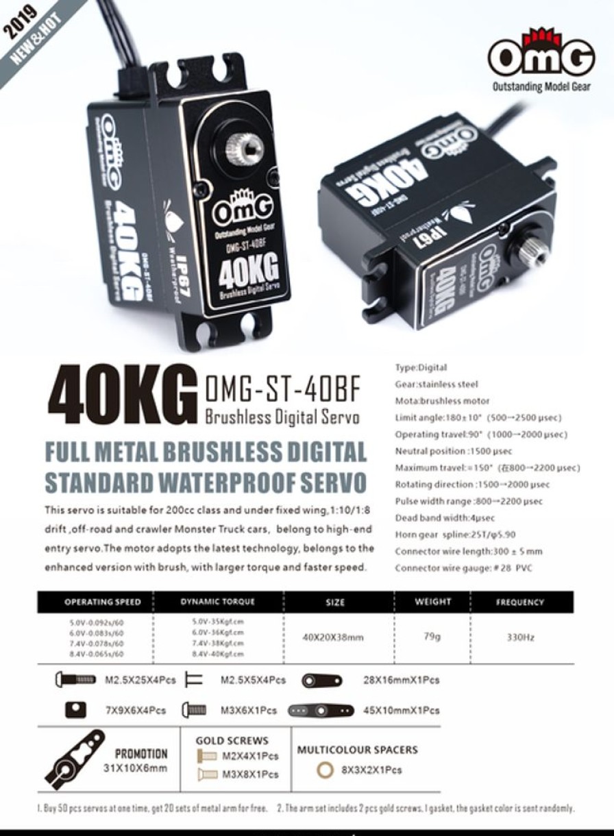 Omg Servos | Electronics OMG Hobby Station 40Kg Full Aluminium Ip67 Waterproof Digital Brushless Servo Motor