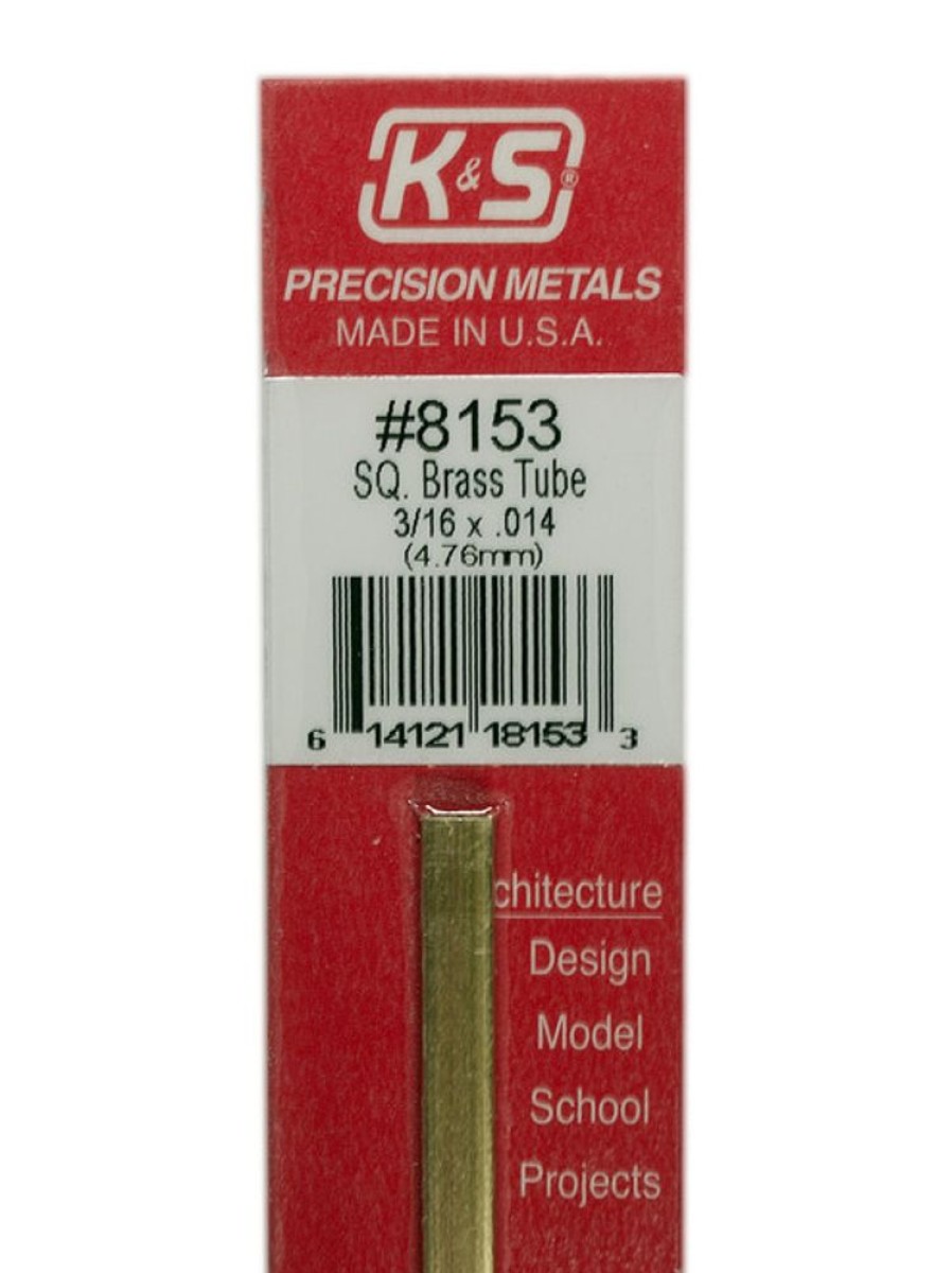 Brass | Accessories K&S K&S Brass Square Tube 3/16" X 12" #8153