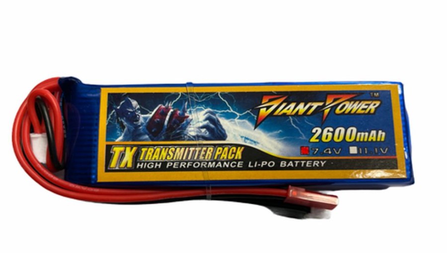 Lithium Polymer Batteries | Batt/Charger Giant Power Giant Power 2S 7.4V 2600Mah Tx Transmitter Pack