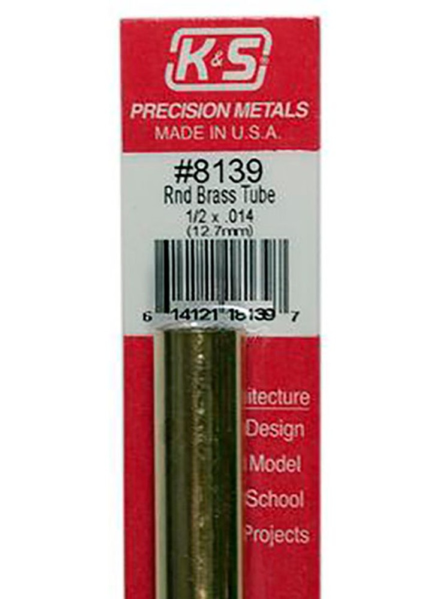 Brass | Accessories K&S K&S Brass Round Tube 1/2" X 12" #8139