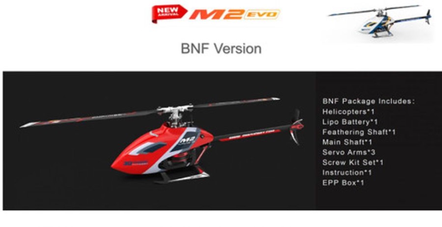 Drones/Helis OMP Hobby Omp Hobby M2 Evo Bnf Rc Helicopter (Red)