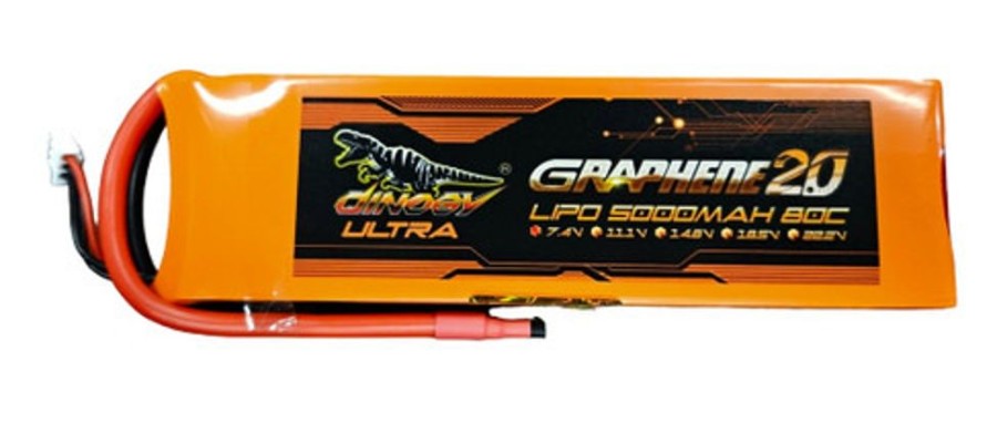 Lithium Polymer Batteries | Batt/Charger Dinogy Dinogy Graphene 2S 7.4V 5000Mah 80C Li-Po W/No Plug