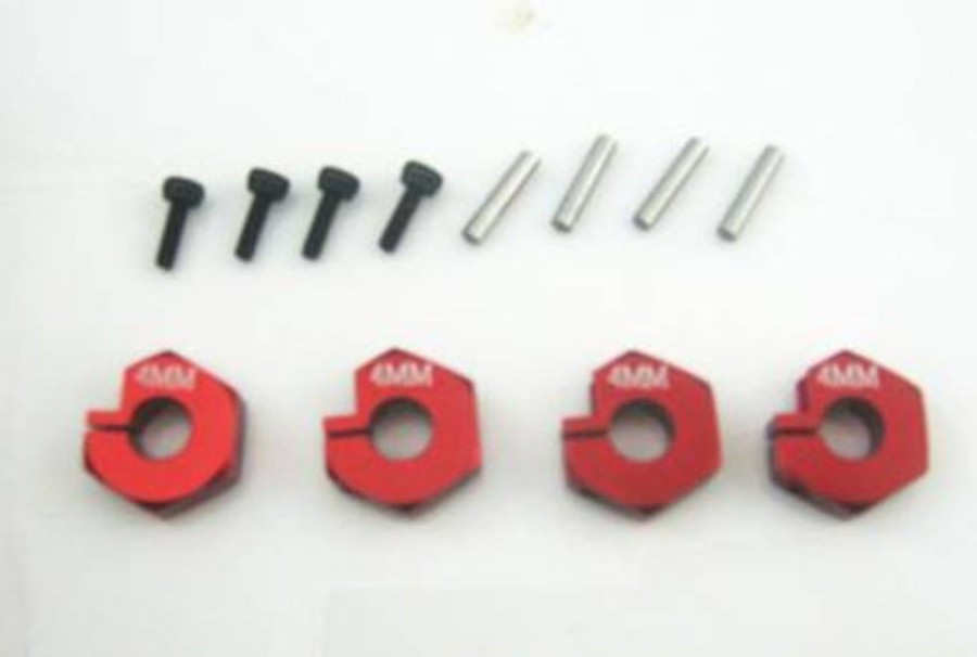 Drift Car Parts | Parts CS model 4Mm Cnc Metal Hexangular Wheel Hub Set (Includes Screws 4Pcs) Red