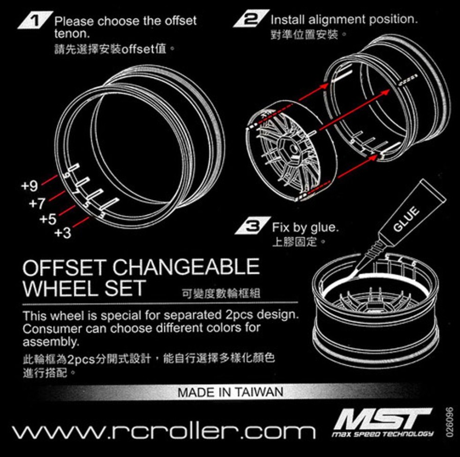 Rim & Tyre | Parts MST Mst Sbk-Fs Lm Offset Changeable Wheel Set (4Pcs/Pack)