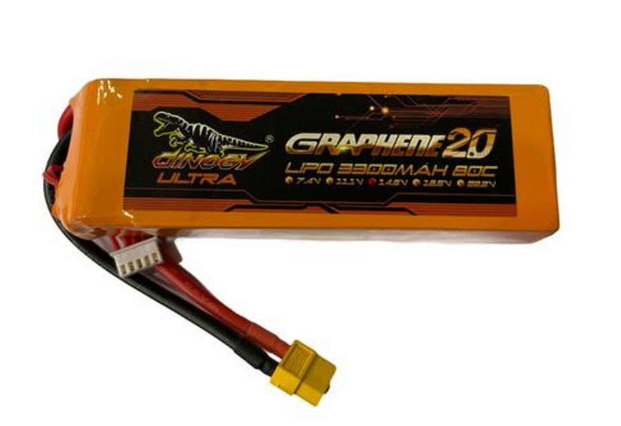 Lithium Polymer Batteries | Batt/Charger Giant Power Dinogy Ultra Graphene 2.0 4S 14.8V 3300Mah 80C Li-Po W/ Xt60 Plug