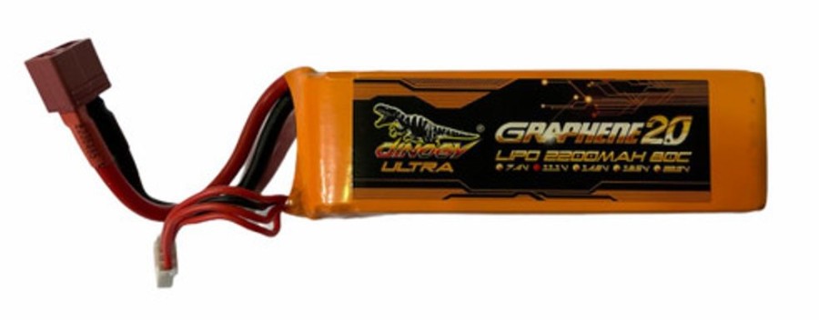 Lithium Polymer Batteries | Batt/Charger Giant Power Dinogy Ultra Graphene 2.0 3S 11.1V 2200Mah 80C Li-Po W/ T-Plug