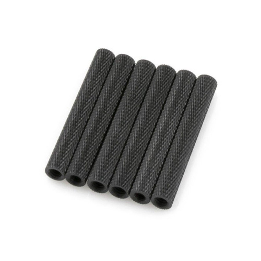 Accessories | Parts HobbyCarbon M3 Aluminium Knurled Standoff - Matte Black (10Pcs)