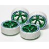 Parts Tamiya Tamiya - Fully Cowled Mini 4Wd 20Th Anniversary White Tire & Green Plated Wheel [95075]