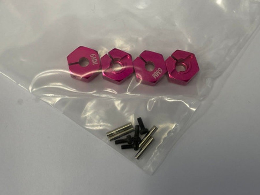 Drift Car Parts | Parts CS model 6Mm Cnc Metal Hexangular Wheel Hub Set (Includes Screws 4Pcs) Pink