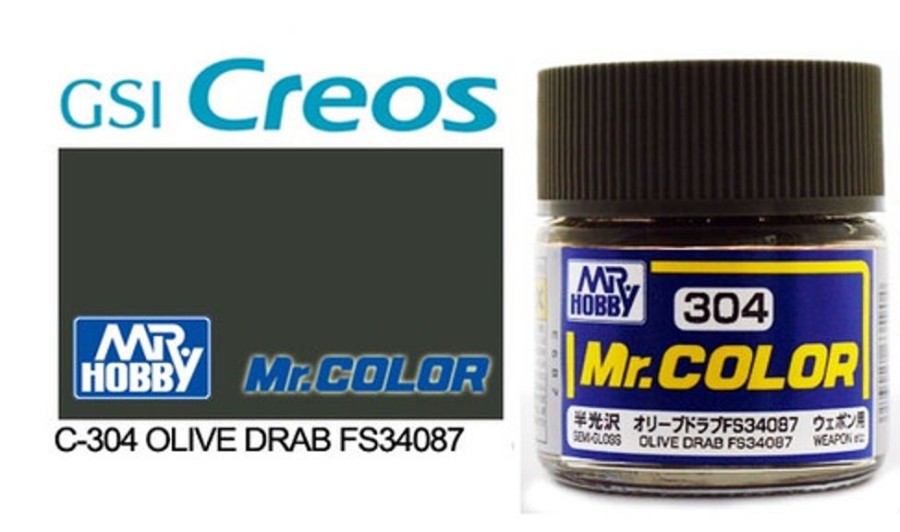 Mr. Hobby Paint | Accessories Mr Hobby Gunze - C304 Mr Color Semi Gloss Olive Drab Fs34087