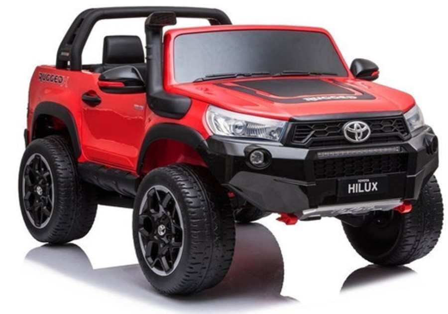 Ride On Hobby Station 2022 Licensed Toyota Hilux Ute 4X4 4Wd Licensed Electric Ride On Toy With 7" Lcd Screen For Kids - Red & Black