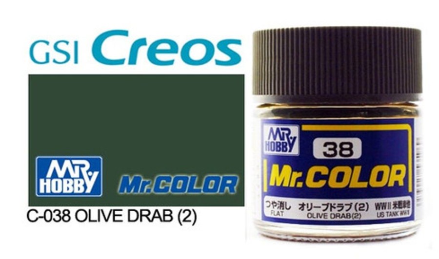 Mr. Hobby Paint | Accessories Mr Hobby Gunze - C038 Mr Color Flat Olive Drab 2