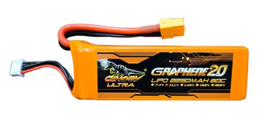 Lithium Polymer Batteries | Batt/Charger Dinogy Dinogy Ultra Graphene 2.0 3S 11.1V 2250Mah 80C Li-Po W/ Xt60