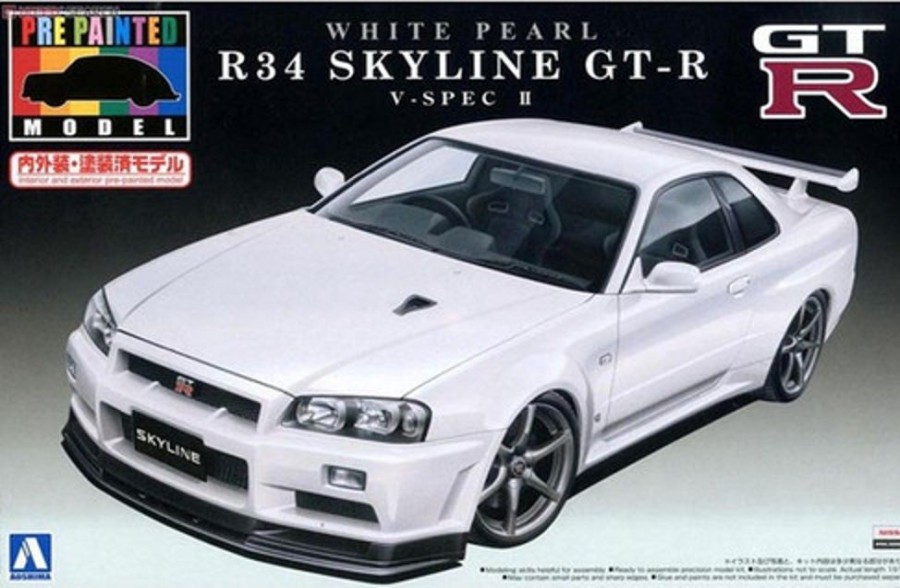 Cars | Model & Die-Cast Aoshima Aoshima - 1/24 Pre-Painted Model No.32 R34 Skyline Gt-R V-Spec Ii