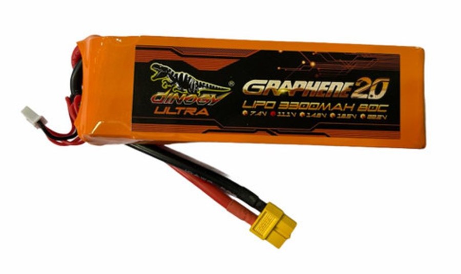 Lithium Polymer Batteries | Batt/Charger Dinogy Dinogy Ultra Graphene 2.0 3S 11.1V 3300Mah 80C Li-Po W/ Xt-60