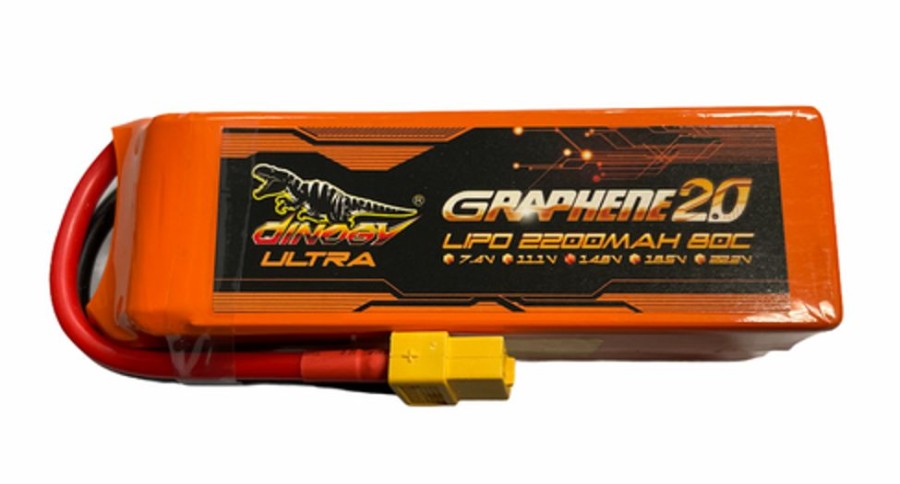 Lithium Polymer Batteries | Batt/Charger Giant Power Dinogy Ultra Graphene 2.0 4S 14.8V 2250Mah 80C Li-Po W/ Xt60 Plug